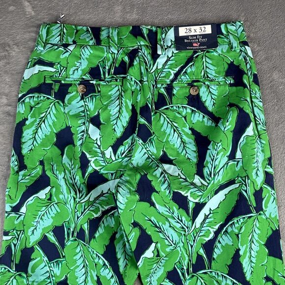 Vineyard Vines Pants Mens 28x32 Nautical Navy Slim Fit Breaker Banana Leaf Print - Picture 12 of 15